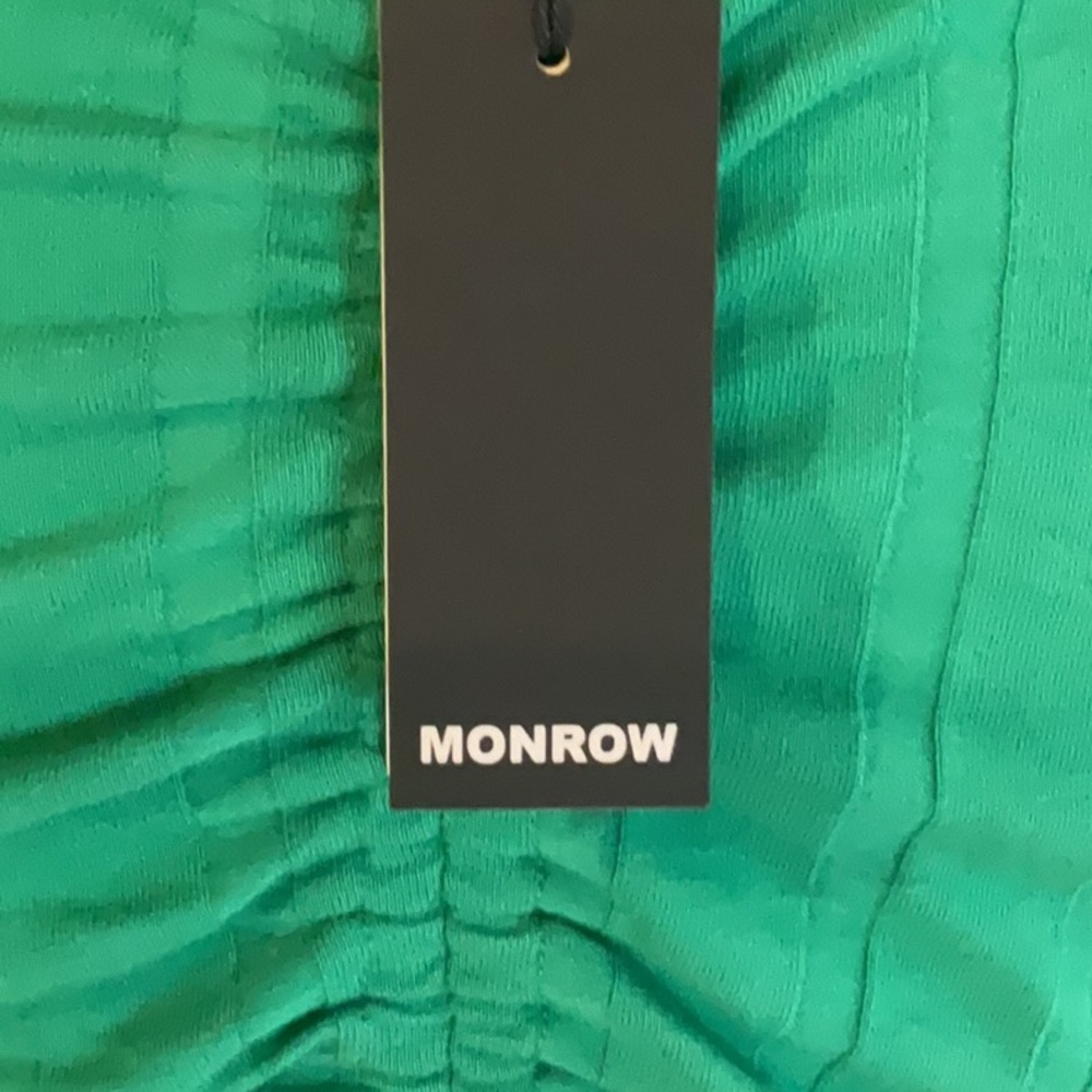 MONROE- Green Ruched Long Sleeve Body-con Dress - NEW - Picture 3 of 10